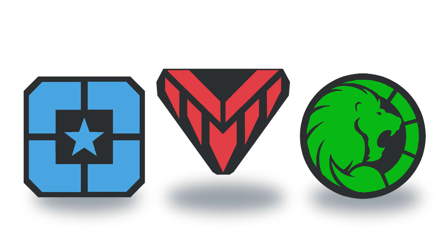 Exact 3MF renderings of the corrected Lonestar, Valkyra, and Manticore logos over WarDogs faction artwork